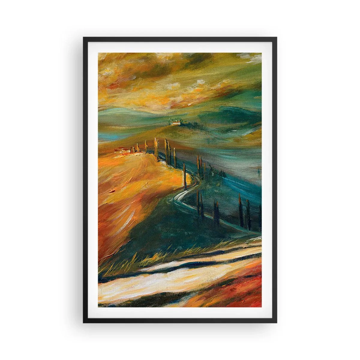 Plakat w czarnej ramie - Toskański pejzaż - 61x91 cm