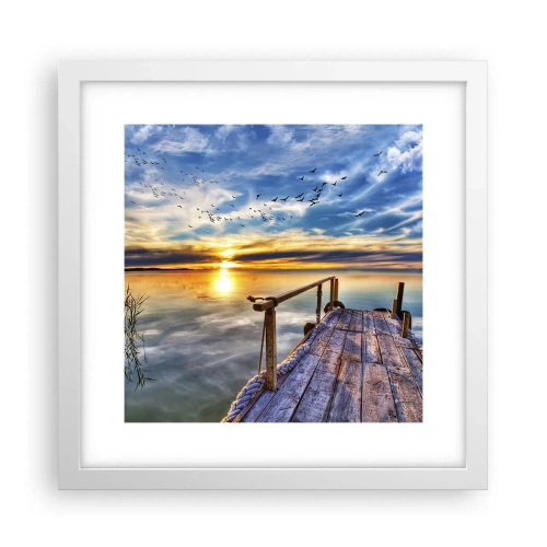 Plakat w białej ramie - Wiatr idzie na spoczynek - 30x30 cm