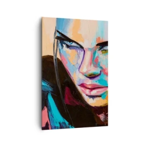 Obraz na płótnie - Portret kobiety w wyrazistych kolorach abstrakcyjnych - 80x120cm - Dzikość serca - Nowoczesna dekoracja ścienna do salonu i sypialni ARTTOR