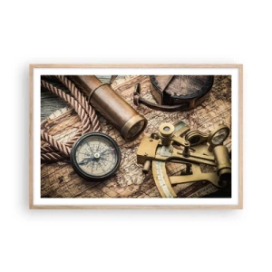 Plakat w ramie jasny dąb - Wyznacz kurs - 91x61 cm