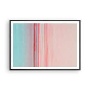 Plakat w czarnej ramie - Pastelowe linie w odcieniach różu i błękitu w minimalistycznej kompozycji - 100x70cm - Abstrakcja o świcie - Nowoczesna dekoracja ścienna do salonu i sypialni ARTTOR