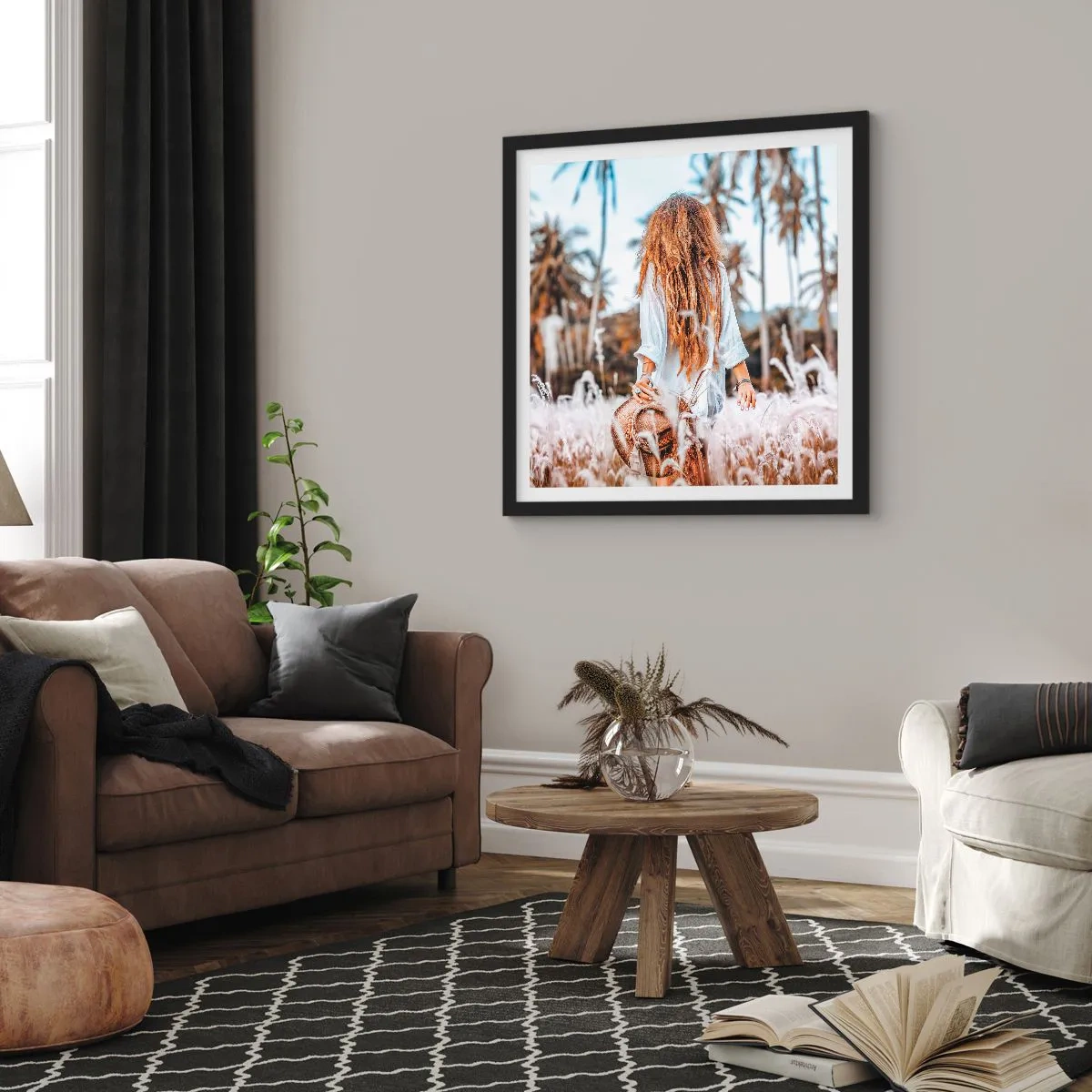 Plakat w czarnej ramie - Zrodzona z puchu traw - 60x60 cm