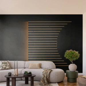 Fototapeta Premium Canvas - Geometryczny wzór z pasami na ciemnym tle - 100x70cm - Zbadać ciemność - Nowoczesna dekoracja ścienna do salonu i sypialni ARTTOR