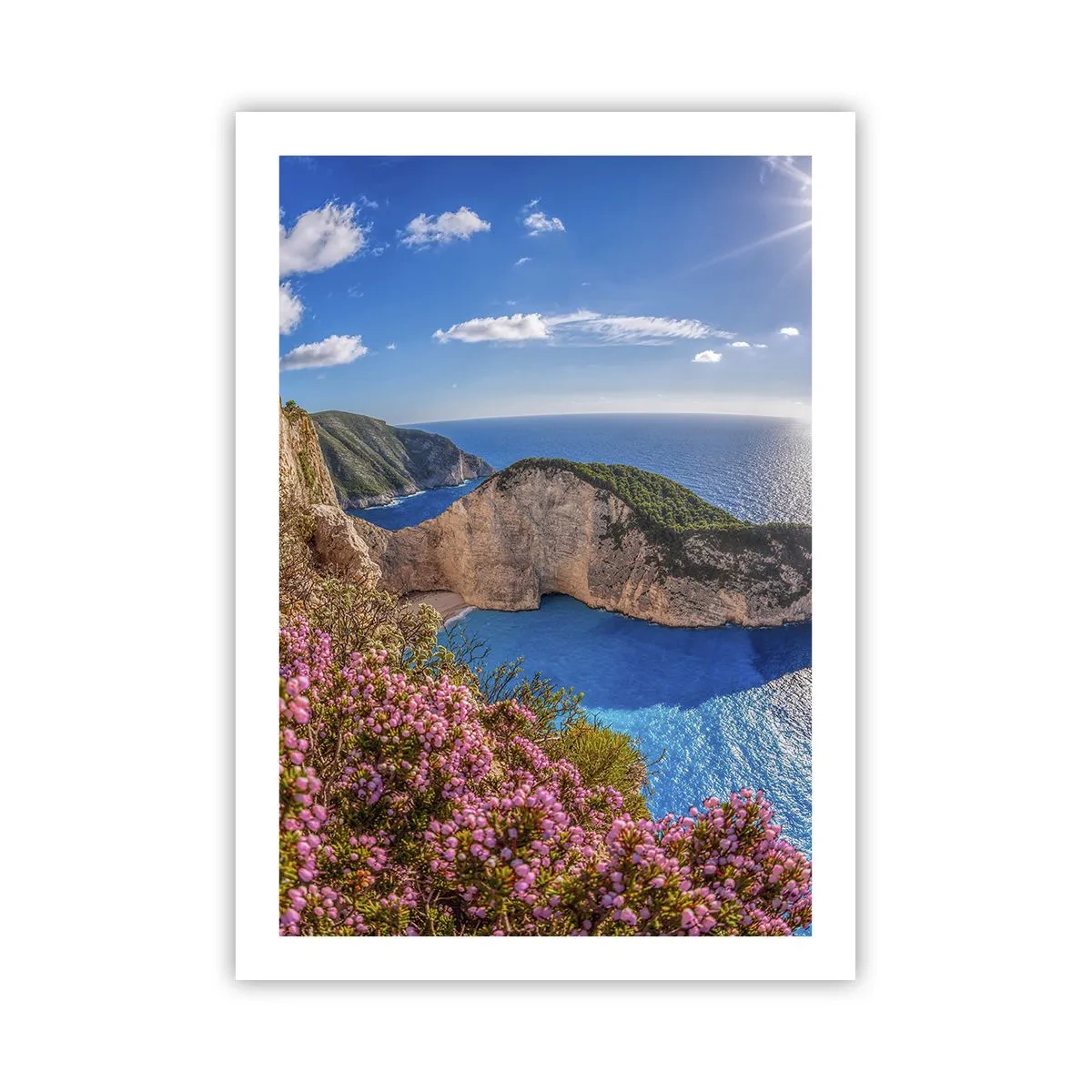 Plakat - Zatoka Navagio na wyspie Zakynthos z klifami i morzem - 50x70cm - Moje wielkie greckie wakacje - Nowoczesna dekoracja ścienna do salonu, kuchni i sypialni ARTTOR