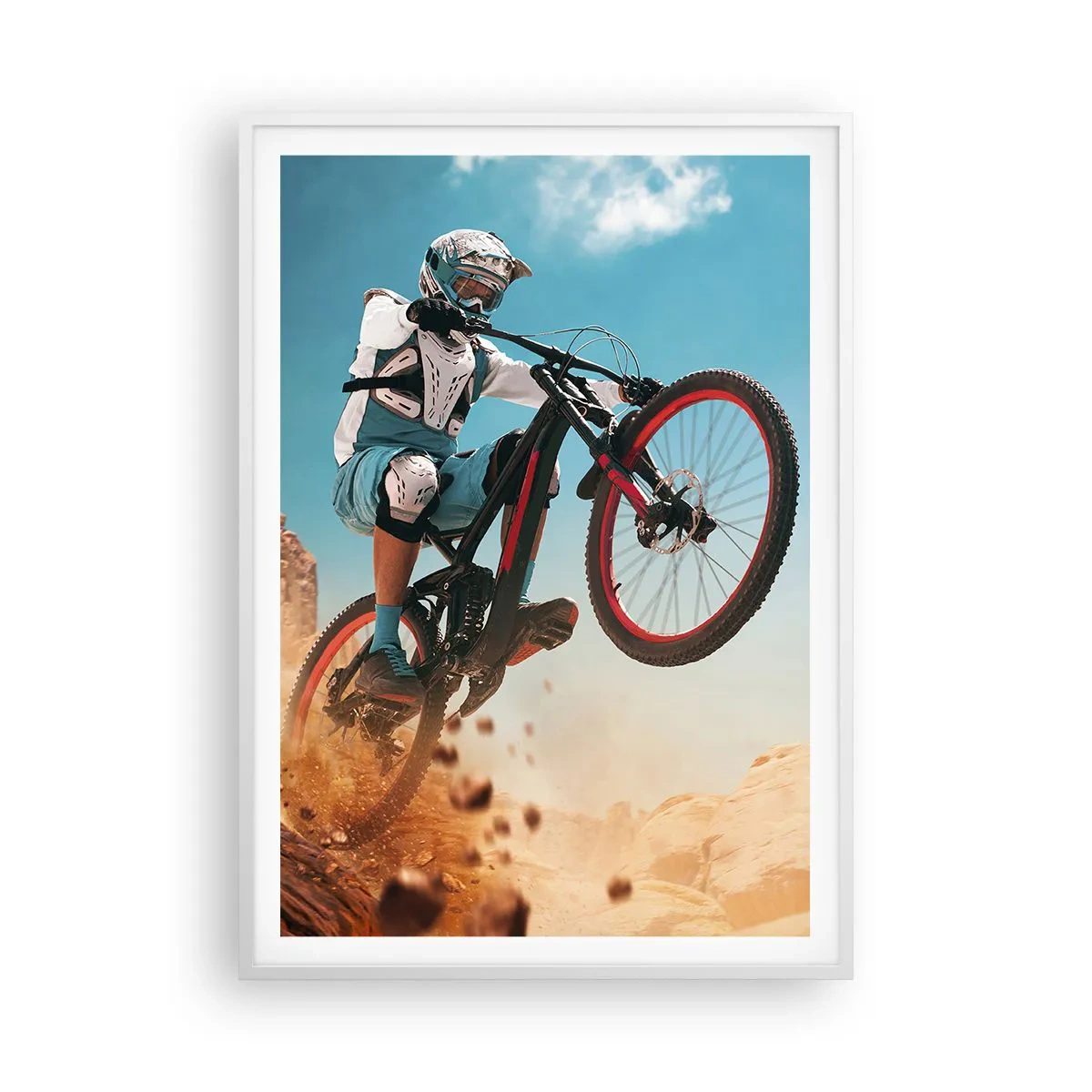 Plakat w białej ramie - Rowerowy demon szaleństwa - 70x100 cm