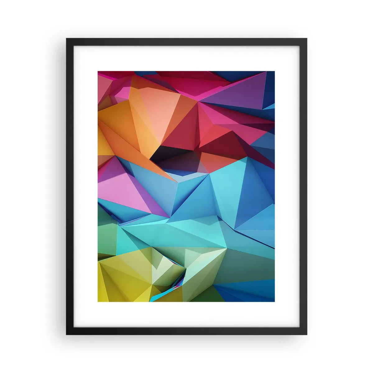 Plakat w czarnej ramie - Tęczowe origami - 40x50 cm
