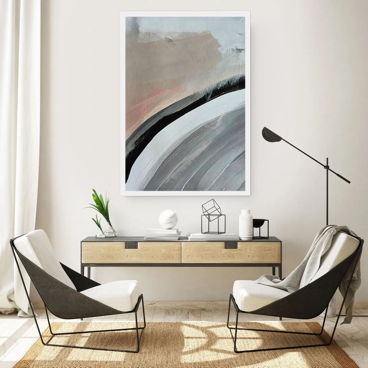 Plakat - Kompozycja: łuk czerni i szarości - 70x100 cm
