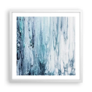 Plakat w białej ramie - Sople błękitu - 50x50 cm