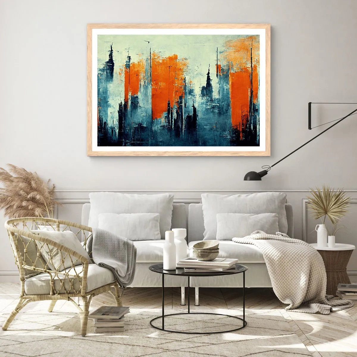 Plakat w ramie jasny dąb - Pejzaż nowoczesny - 70x50 cm
