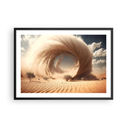 Plakat w czarnej ramie - Dynamiczny wir piasku na pustyni z drzewami - 70x50cm - Otwarty portal - Nowoczesna dekoracja ścienna do salonu i sypialni ARTTOR