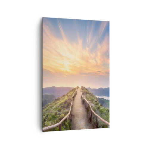 Obraz na płótnie - Malownicza ścieżka na wzgórzu z widokiem na zachód słońca - 80x120cm - Blisko nieba - Nowoczesna dekoracja ścienna do salonu i sypialni ARTTOR