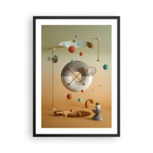 Plakat w czarnej ramie - Abstrakcyjna kompozycja geometrycznych form w ciepłych barwach - 50x70cm - Wszystko się zdarzyć może - Nowoczesna dekoracja ścienna do salonu i sypialni ARTTOR