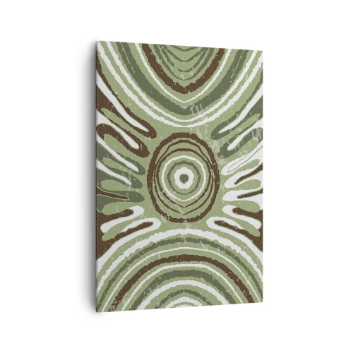 Obraz na płótnie - Abstrakcyjne wzory w odcieniach zieleni i brązu - 70x100cm - Eksplozja emocji - Nowoczesna dekoracja ścienna do salonu i sypialni ARTTOR