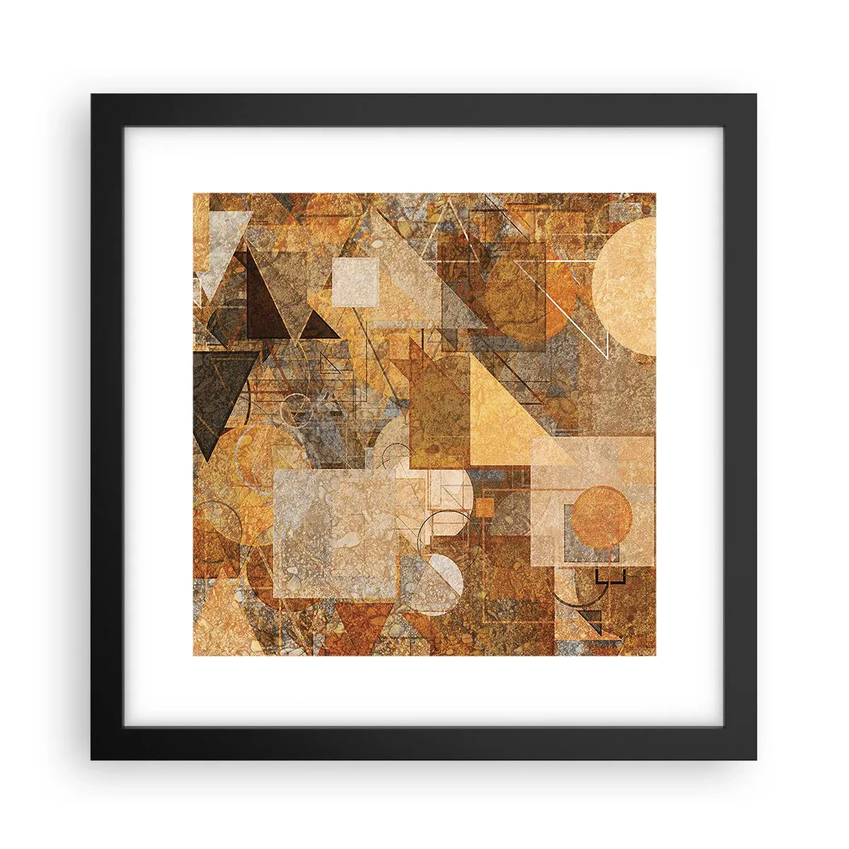 Plakat w czarnej ramie - Kubistyczne studium brązu - 30x30 cm
