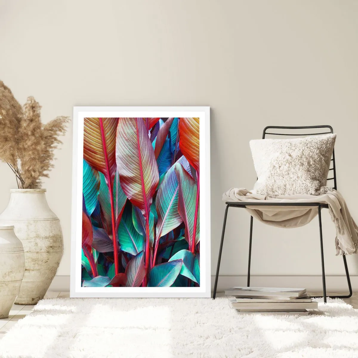 Plakat w białej ramie - Kolorowy gąszcz - 50x70 cm