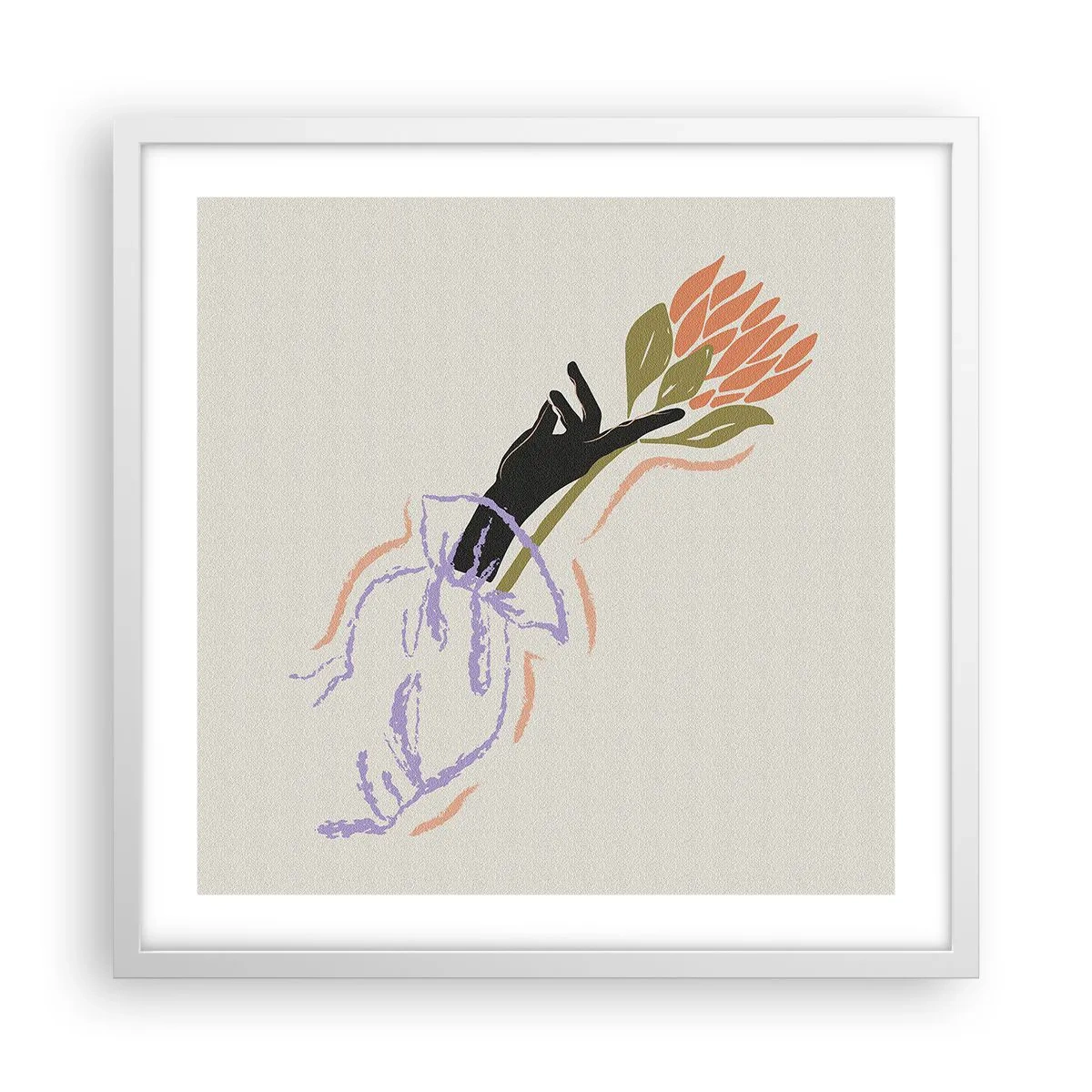 Plakat w białej ramie - Siostrzany dotyk - 50x50 cm