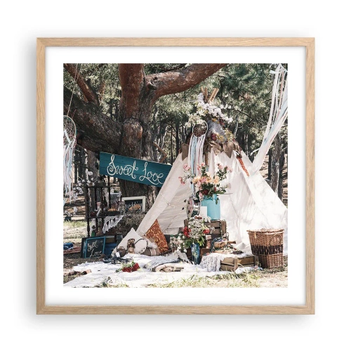 Plakat w ramie jasny dąb - Make love… - 50x50 cm