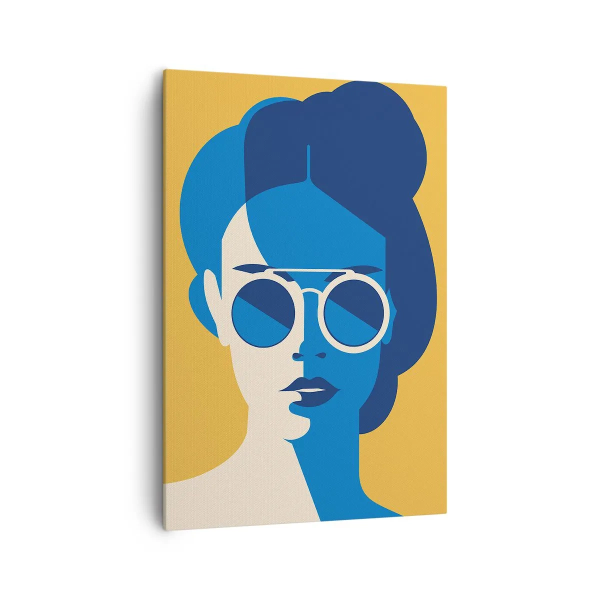 Obraz na płótnie - Nowoczesna grafika przedstawiająca stylizowany portret kobiety w okularach przeciwsłonecznych - 70x100cm - Wakacyjny look - Nowoczesna dekoracja ścienna do salonu i sypialni ARTTOR