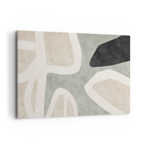 Obraz na płótnie - Abstrakcyjne kształty w stonowanych barwach - 100x70cm - Kompozycja z motywem czerni - Nowoczesna dekoracja ścienna do salonu, kuchni i sypialni ARTTOR