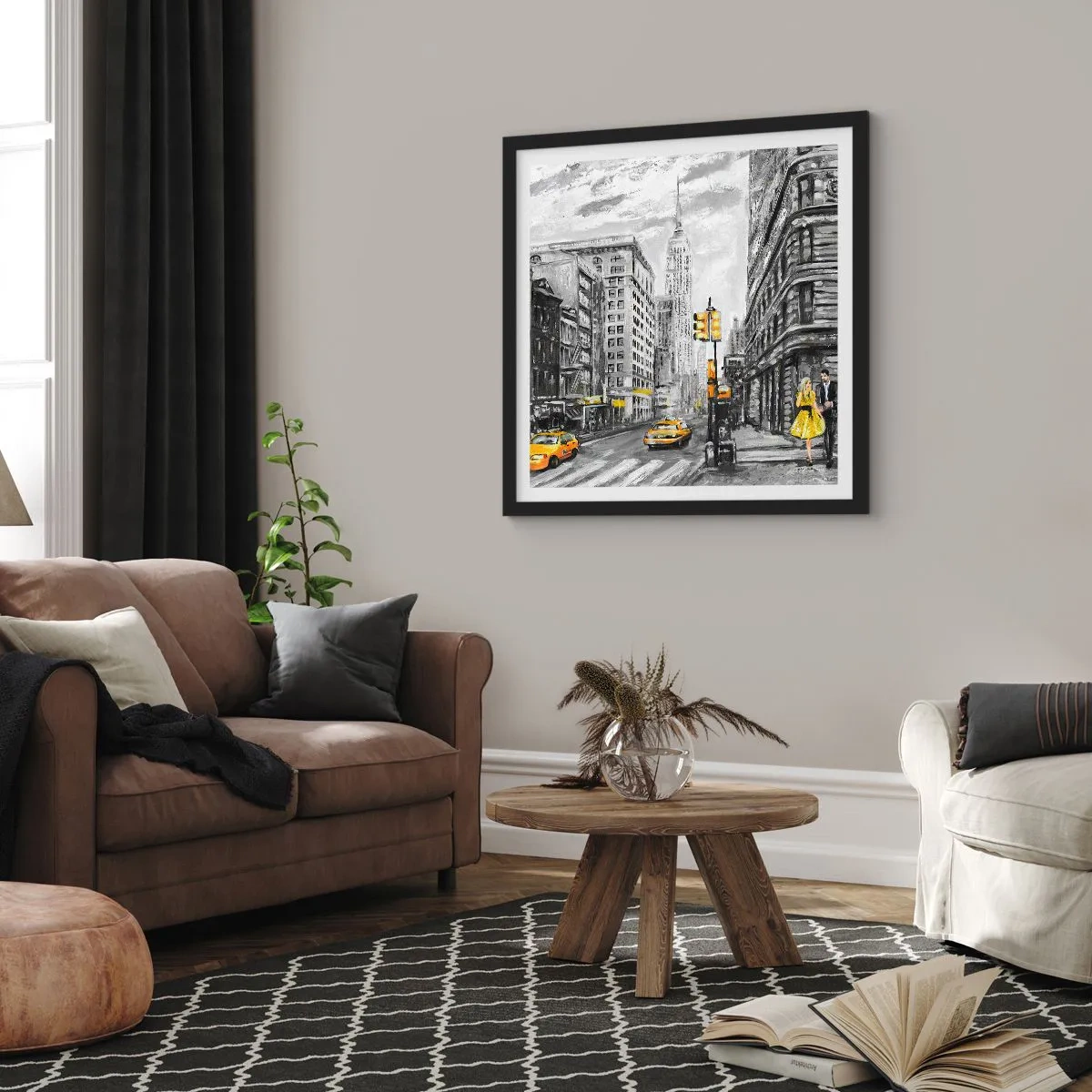 Plakat w czarnej ramie - Nowojorska opowieść - 60x60 cm