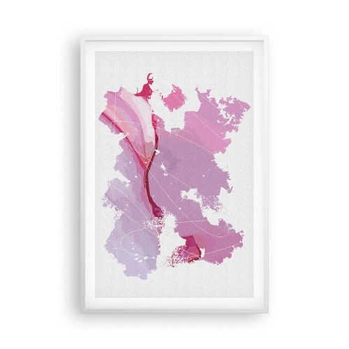Plakat w białej ramie - Mapa różowego świata - 61x91 cm