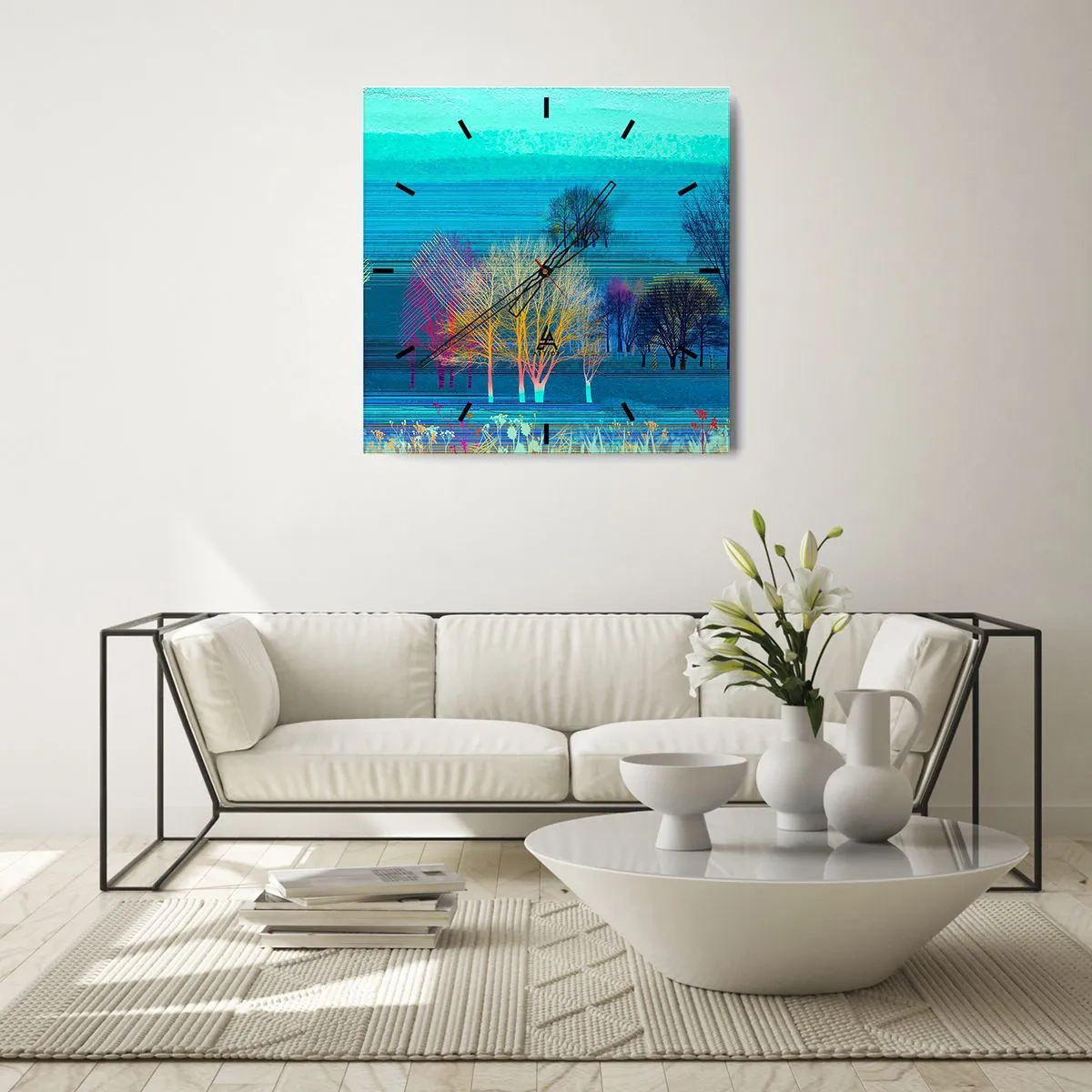 Zegar ścienny - Wyczesany pejzaż - 30x30 cm