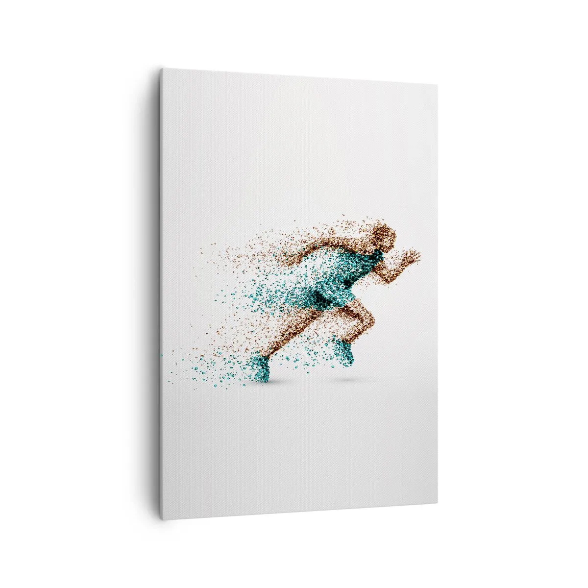 Obraz na płótnie - Dynamiczna postać biegacza złożona z drobnych cząstek - 70x100cm - Życie to bieg - Nowoczesna dekoracja ścienna do salonu i sypialni ARTTOR