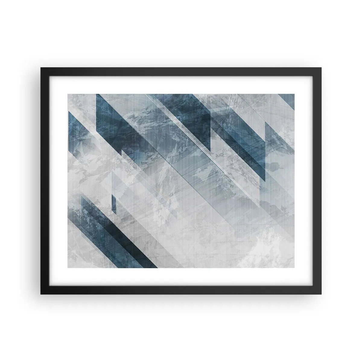 Plakat w czarnej ramie - Kompozycja przestrzenna – ruch szarości - 50x40 cm