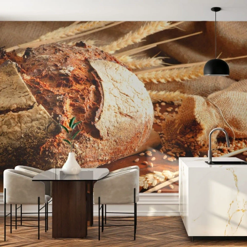 Fototapeta na wymiar Premium Canvas - Apetyczny, wonny, chrupiący - Chleb, Ziarno Pszenicy, Gastronomia