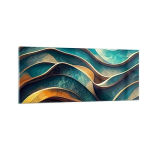 Obraz na szkle - Meandry błękitu - 100x40 cm
