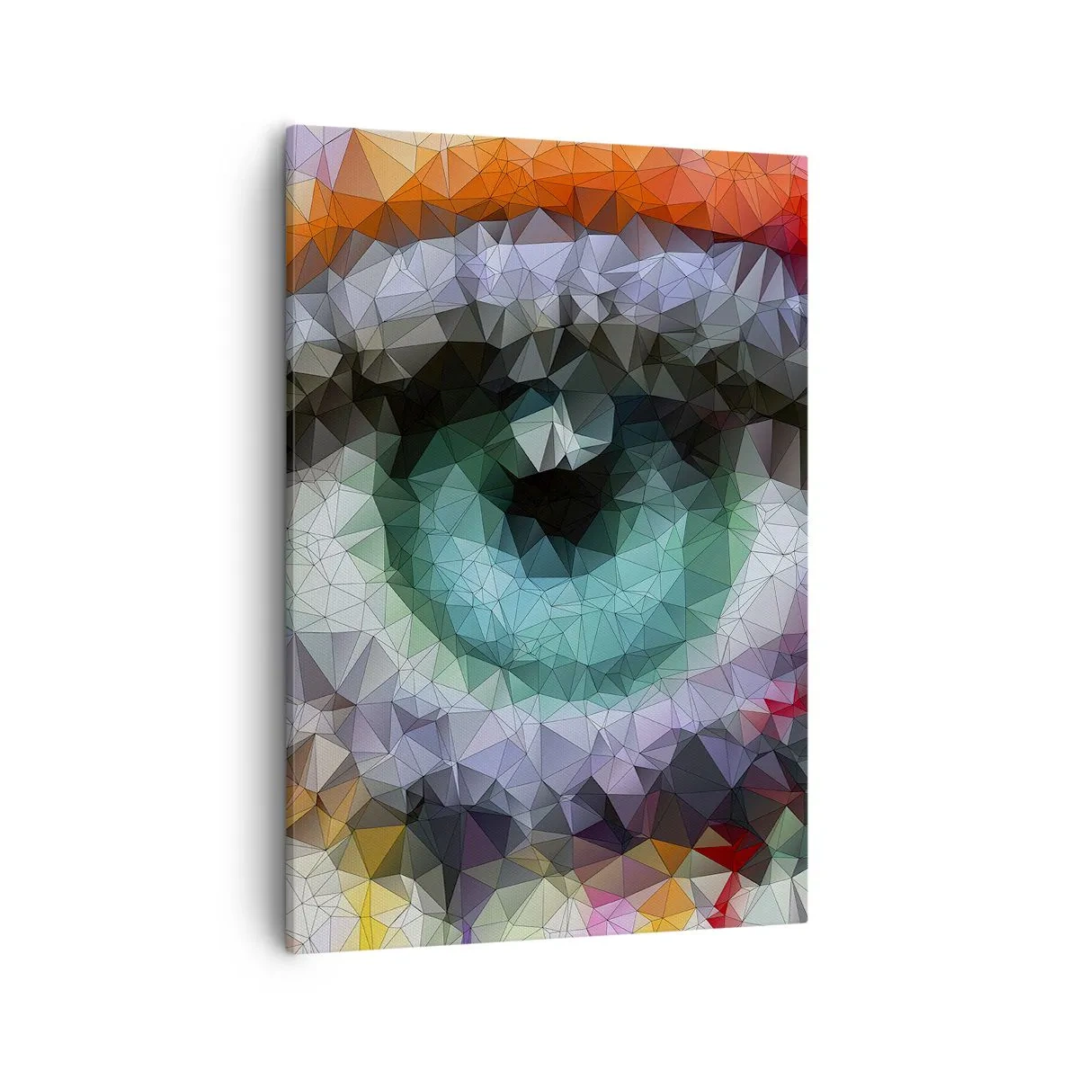 Obraz na płótnie - Geometryczna kompozycja przedstawiająca oko w żywych kolorach - 50x70cm - Krystaliczny oczu blask - Nowoczesna dekoracja ścienna do salonu, kuchni i sypialni ARTTOR
