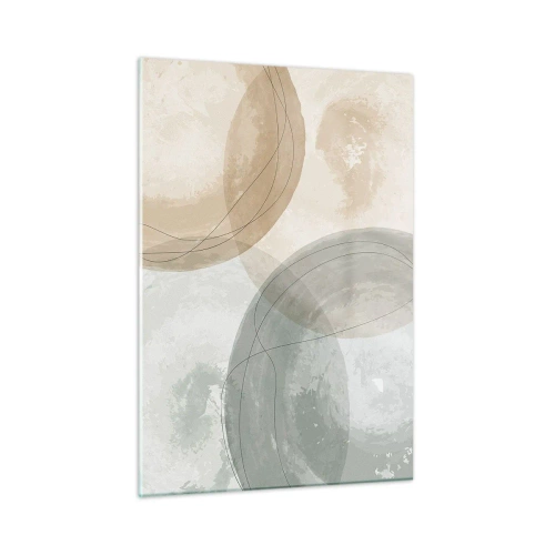 Obraz na szkle - Pastelowe okręgi i linie w subtelnej kompozycji - 50x70cm - Przenikanie światów - Nowoczesna dekoracja ścienna do salonu, kuchni i sypialni ARTTOR