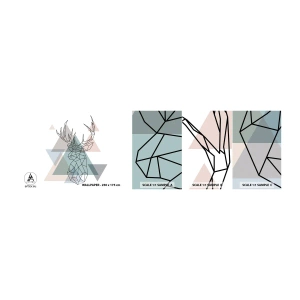 Fototapeta Próbka Samoprzylepna Deluxe Sticker - W geometrycznym lesie - Abstrakcja, Jeleń, Grafika - 100x30 cm