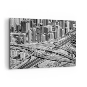 Obraz na płótnie - Widok na Dubaj z perspektywy lotu ptaka - 120x80cm - Dubaj – miasto niemożliwe - Nowoczesna dekoracja ścienna do salonu, kuchni i sypialni ARTTOR