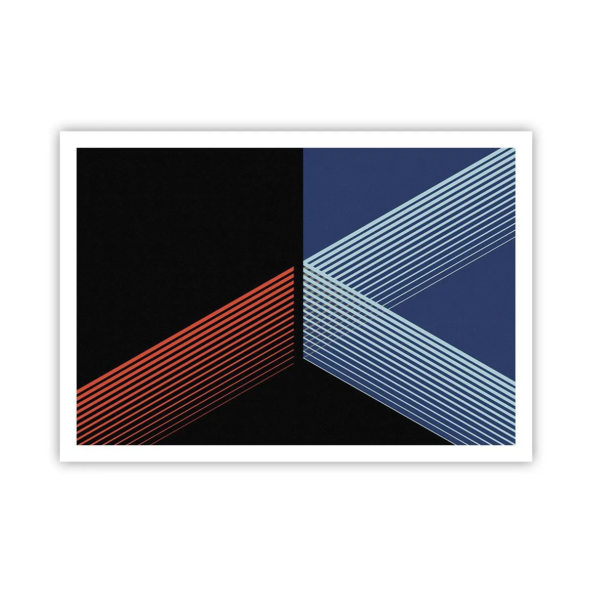 Plakat - Geometryczne linie w odcieniach czerwieni i błękitu - 100x70cm - Prosta historia - Nowoczesna dekoracja ścienna do salonu i sypialni ARTTOR