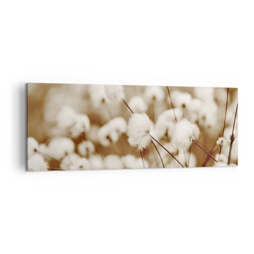 Obraz na płótnie - Pole delikatnych roślin w odcieniach sepia - 140x50cm - Puszysty łan - Nowoczesna dekoracja ścienna do salonu i sypialni ARTTOR