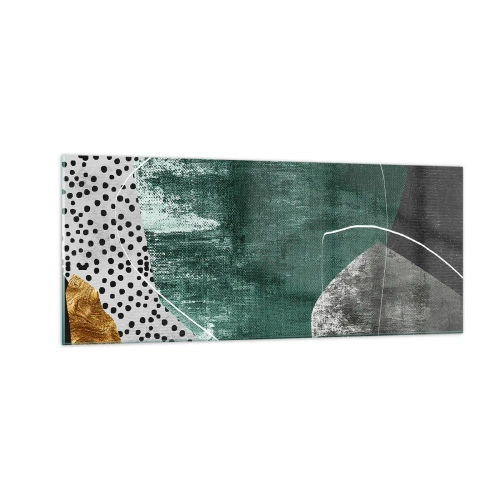 Obraz na szkle - Barwna abstrakcja z płatkiem złota - 100x40 cm