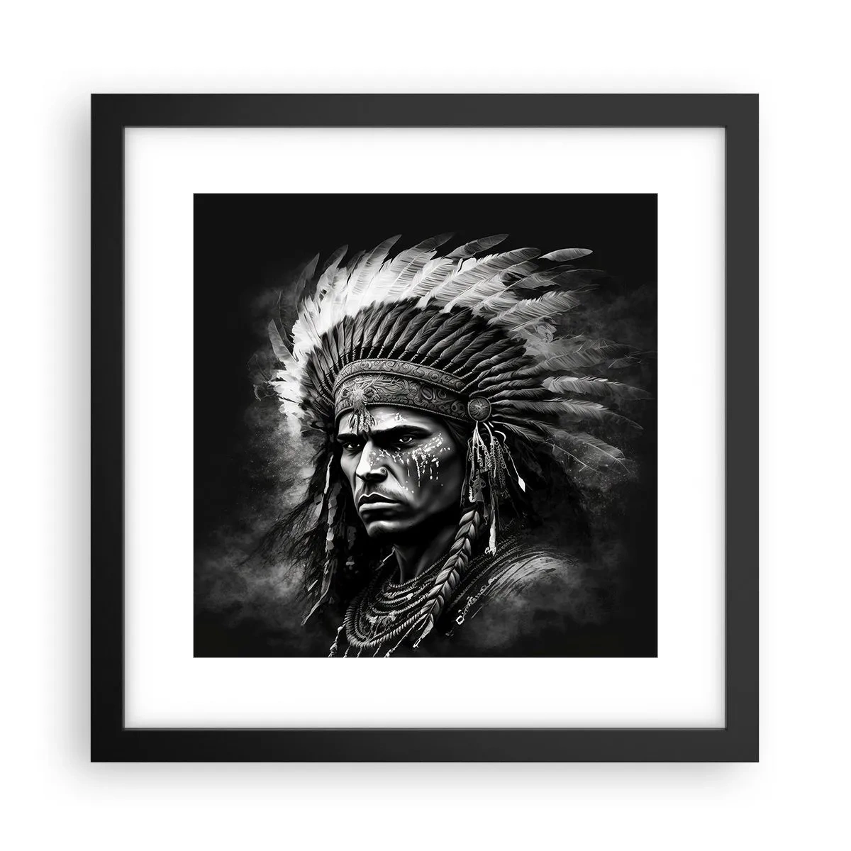 Plakat w czarnej ramie - Wódz i wojownik - 30x30 cm