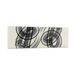 Obraz na szkle - Abstrakcyjne, czarne linie na jasnym tle w stylu awangardowym - 160x50cm - Wyszło spontanicznie - Nowoczesna dekoracja ścienna do salonu i sypialni ARTTOR