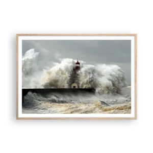 Plakat w ramie jasny dąb - Gniew oceanu - 100x70 cm