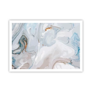 Plakat - Abstrakcyjne fale w tonacji błękitu i bieli - 100x70cm - Biel wypiętrzona - Nowoczesna dekoracja ścienna do salonu i sypialni ARTTOR