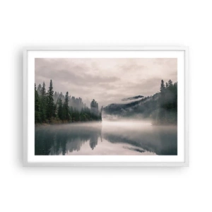 Plakat w białej ramie - W zadumie, we mgle - 70x50 cm