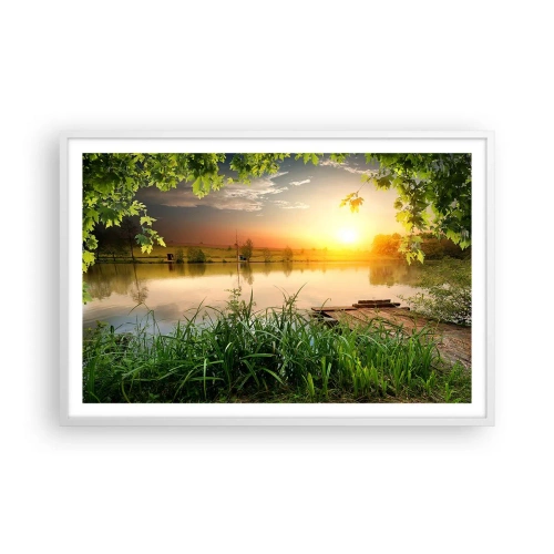 Plakat w białej ramie - Pejzaż w zielonej ramie - 91x61 cm