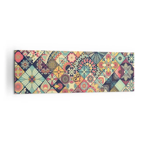 Obraz na płótnie - Kolorowe geometryczne wzory inspirowane stylem marokańskim - 160x50cm - Marokańskie klimaty - Nowoczesna dekoracja ścienna do salonu i sypialni ARTTOR