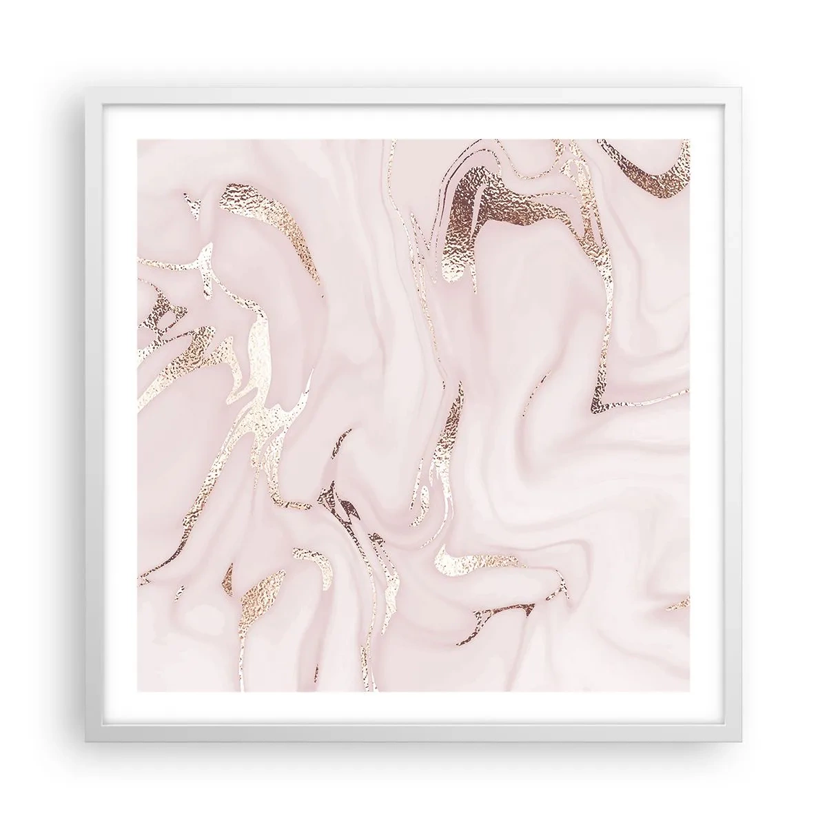 Plakat w białej ramie - W różowym szale - 60x60 cm