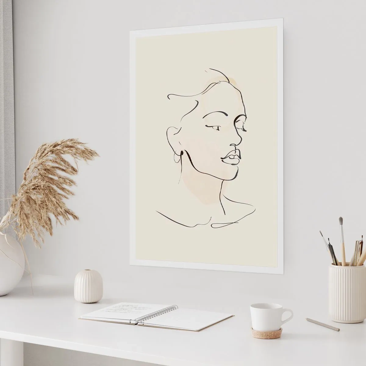 Plakat - Portret kobiety w minimalistycznym stylu line art - 50x70cm - Pewną kreską - Nowoczesna dekoracja ścienna do salonu, kuchni i sypialni ARTTOR
