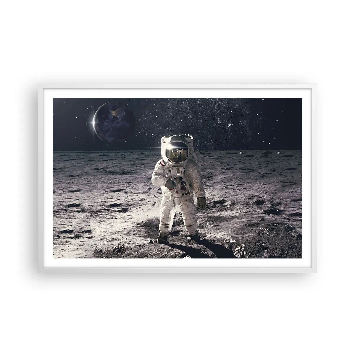 Plakat w białej ramie - Pozdrowienia z Księżyca - 91x61 cm
