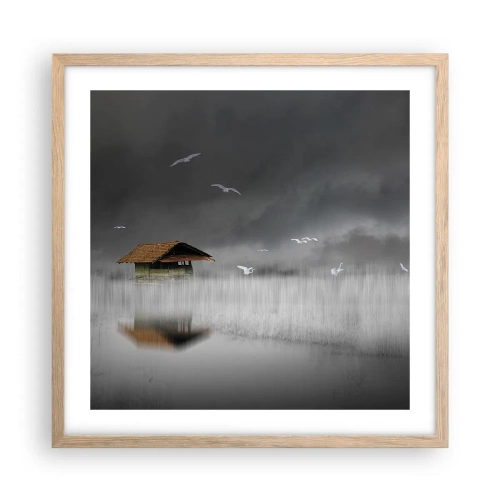 Plakat w ramie jasny dąb - Schronienie przed deszczem - 50x50 cm