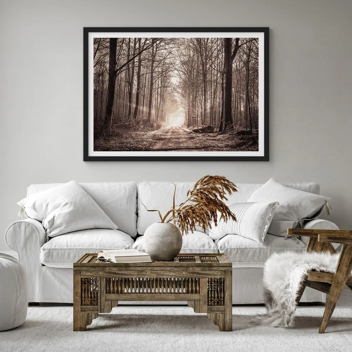Plakat w czarnej ramie - Leśna katedra - 91x61 cm