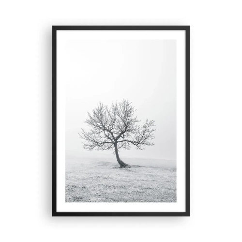 Plakat w czarnej ramie - Minimalistyczny krajobraz z samotnym drzewem w zimowej scenerii - 50x70cm - Przeciw nicości - Nowoczesna dekoracja ścienna do salonu i sypialni ARTTOR